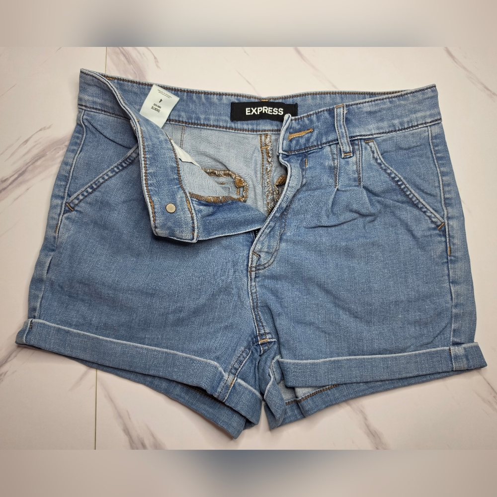 Express Light Blue Women's Denim Shorts | Size 4 | Shortie High Rise